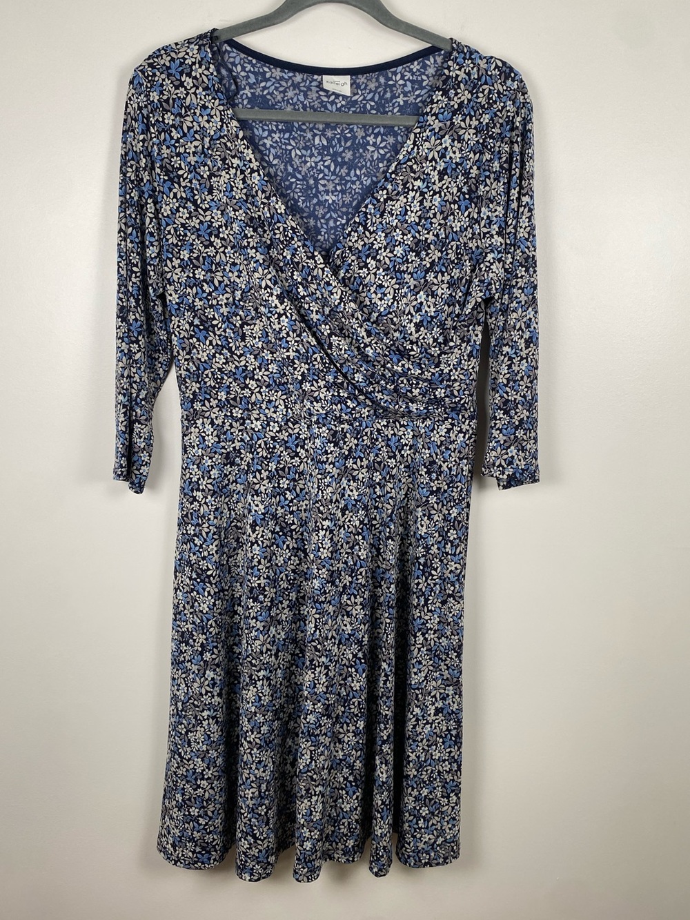 Kaleigh Blue Floral Wrap-Style Women’s Dress XL